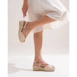 Alpargata Mujer Cuña De 3cm Tipo SANDALIA. -Okaaspain alpargata mujer cuna tipo sandalia lona 3 centimos microfibra 6