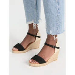 Alpargata Mujer Cuña Tipo SANDALIA En Lona Granito. -Okaaspain alpargata mujer cuna tipo sandalia lona granito 5