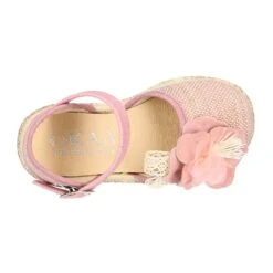 Alpargata Niña Ceremonia Con FLOR En LINO. -Okaaspain alpargata nina ceremonia cierre hebilla flor lona lino 17