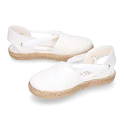 Alpargata Niña Con Cintas En Lona Algodón VOILE. -Okaaspain alpargata nina lona algodon voile tipo valenciana cierre cintas 12