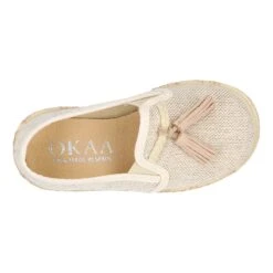 Alpargata Niño Tipo MOCASÍN Con Borlas En LINO NATURAL. -Okaaspain alpargata tipo mocasin borlas elasticos lona lino natural 16