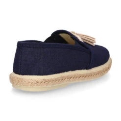 Alpargata Niño Tipo MOCASÍN Con Borlas En LINO NATURAL. -Okaaspain alpargata tipo mocasin borlas elasticos lona lino natural 4