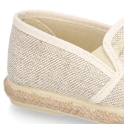Alpargata Niño Tipo MOCASÍN Con Borlas En LINO NATURAL. -Okaaspain alpargata tipo mocasin borlas elasticos lona lino natural 9