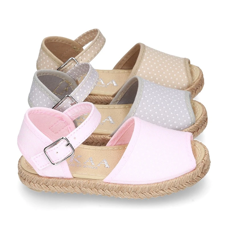 Alpargata Tipo SANDALIA Con Hebilla En Lona Con Topitos. 17 Alpargata Tipo SANDALIA Con Hebilla En Lona Con Topitos. - Imagen 15