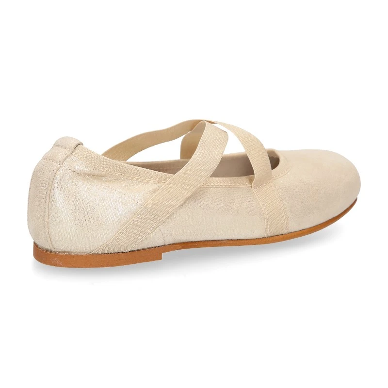 Bailarina Niña Tipo Ballet Punta Cuadrada Con Cintas Cruzadas En Piel ANTE METALIZADO. 8 Bailarina Niña Tipo Ballet Punta Cuadrada Con Cintas Cruzadas En Piel ANTE METALIZADO. - Imagen 6