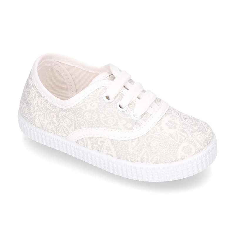 Bamba En Lona Con Cordones Y Estampado CLÁSICO. 6 Bamba En Lona Con Cordones Y Estampado CLÁSICO. - Imagen 4