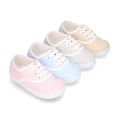 Okaaspain 11 Bamba En Lona Con Cordones Y Estampado Lunares En Pasteles.