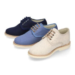 Blucher De Niño Ceremonia En Lino Natural En Colores De Moda. -Okaaspain blucher ceremonia en lino natural para ninos 16