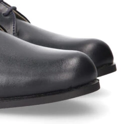 Blucher Niño Colegial En Piel Napa Azul Marino. -Okaaspain blucher nino ceremonia cordones piel napa color azul marino 4