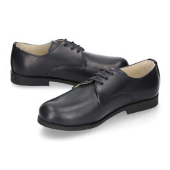 Blucher Niño Colegial En Piel Napa Azul Marino. -Okaaspain blucher nino ceremonia cordones piel napa color azul marino 9
