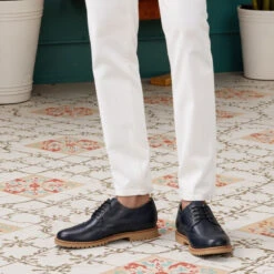 Blucher Niño Ceremonia Con Cordones En Piel Napa Marino.