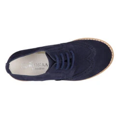 Blucher Niño Ceremonia Con Cordones En Piel Serraje Con Lino Marino. 30 Blucher Niño Ceremonia Con Cordones En Piel Serraje Con Lino Marino. -Okaaspain blucher ninos ceremonia piel serraje combinado lino color azul marino picados pala vega 13