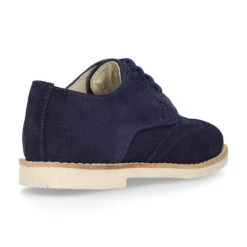 Blucher Niño Ceremonia Con Cordones En Piel Serraje Con Lino Marino. 21 Blucher Niño Ceremonia Con Cordones En Piel Serraje Con Lino Marino. -Okaaspain blucher ninos ceremonia piel serraje combinado lino color azul marino picados pala vega 4