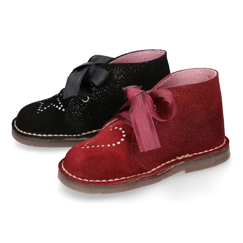 Botita Safari Niños FANTASÍA En Piel Serraje Con Lazos. 15 Botita Safari Niños FANTASÍA En Piel Serraje Con Lazos. - Imagen 13