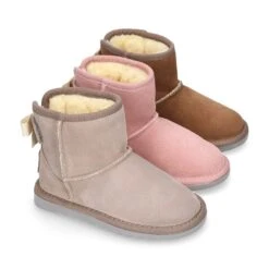 Botitas Niña Tipo Australianas Niña En Piel Serraje Con LAZO.