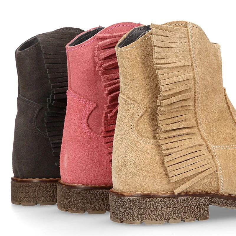 Botín Con Flecos Laterales En Serraje. 11 Botín Con Flecos Laterales En Serraje. - Imagen 9