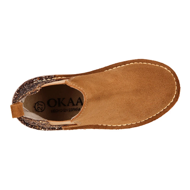 Botín Niña Con Elástico Y Talonera En GLITTER En Piel Serraje. 17 Botín Niña Con Elástico Y Talonera En GLITTER En Piel Serraje. - Imagen 15