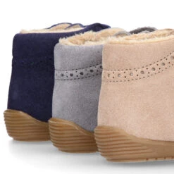 Botita Casual Respetuosa Niños OKAA FLEX Sin Cordones, Picados Y Forro De Lana En Piel Serraje. -Okaaspain botita casual nino nina okaa flex cierre adherente picados forro lana super flexible piel napa searrje 8