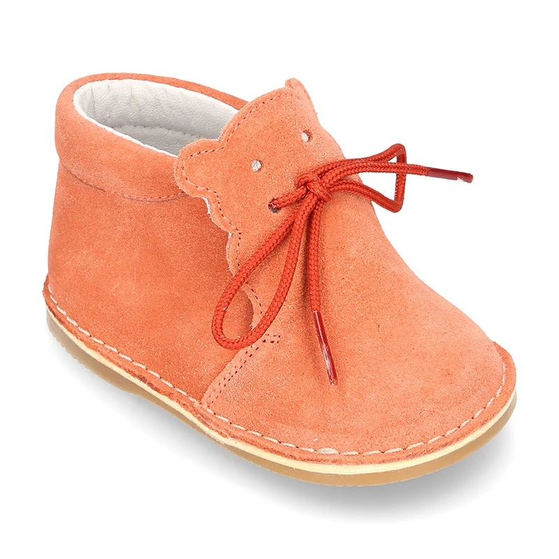 Botita Safari Bebé Osito Con Suela SUPER FLEXIBLE En Piel Serraje En Colores Pasteles. 4 Botita Safari Bebé Osito Con Suela SUPER FLEXIBLE En Piel Serraje En Colores Pasteles. - Imagen 2