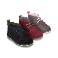 Botita Safari Niños Cordones Con BORREGO Interior En Piel Serraje.