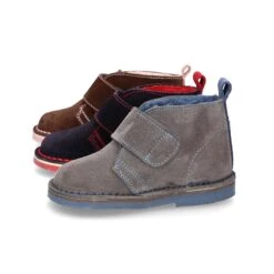 Botita Safari Niños Sin Cordones Con BORREGO Interior En Piel Serraje. -Okaaspain botita safari sin cordones borrego interior piel serraje cierre adherente 7