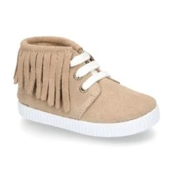 Okaaspain -Okaaspain botita tipo bamba con cordones y flecos en piel serraje 1