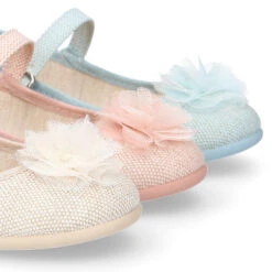 Mercedita Niña En Lino Con Flor Y Hebilla. -Okaaspain mercedita nina lona lino cierre hebilla diseno flor 9