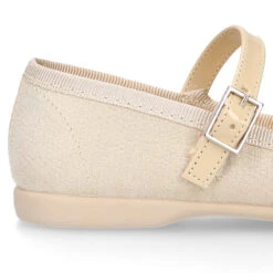 Mercedita Niña Okaa Con Hebilla Y Lazo Zapatero En Lona Laminada. -Okaaspain mercedita nina okaa lona laminada cierre hebilla diseno lazo zapatero 14