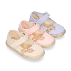 Mercedita Niña Tipo Alpargata Con Cierre Adherente Y Lazo En Lona.