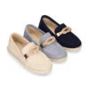 Mocasín De Niño Tipo Alpargata Con Nudo Marinero En Piel De Serraje -Okaaspain mocasin nino tipo alpargata piel serraje diseno nudo marinero color marino