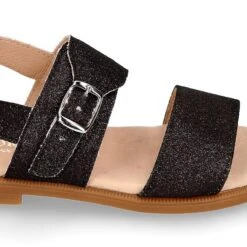 Sandalia Niña Con Hebilla En Piel Con BRILLOS. -Okaaspain sandalia nina cierre hebilla piel brillos 16