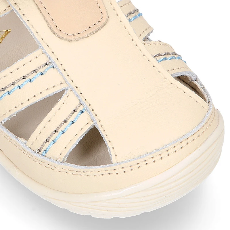 Sandalia Niños OKAA FLEX Sin Cordones En Piel Napa BEIGE. 13 Sandalia Niños OKAA FLEX Sin Cordones En Piel Napa BEIGE. - Imagen 11