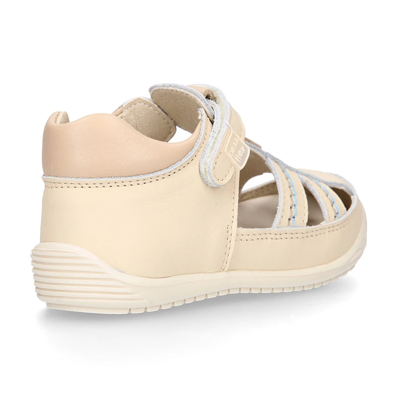 Sandalia Niños OKAA FLEX Sin Cordones En Piel Napa BEIGE. 6 Sandalia Niños OKAA FLEX Sin Cordones En Piel Napa BEIGE. - Imagen 4