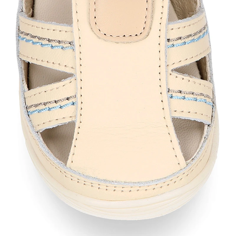 Sandalia Niños OKAA FLEX Sin Cordones En Piel Napa BEIGE. 9 Sandalia Niños OKAA FLEX Sin Cordones En Piel Napa BEIGE. - Imagen 7