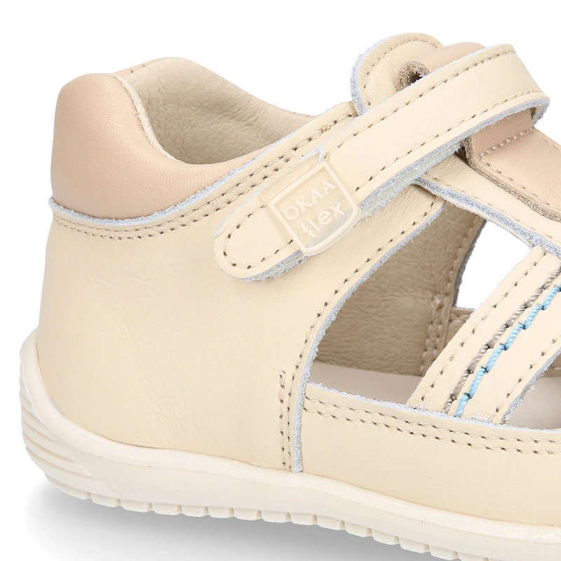 Sandalia Niños OKAA FLEX Sin Cordones En Piel Napa BEIGE. 10 Sandalia Niños OKAA FLEX Sin Cordones En Piel Napa BEIGE. - Imagen 8