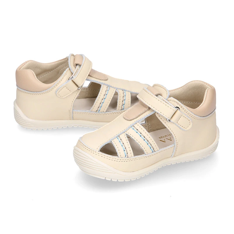 Sandalia Niños OKAA FLEX Sin Cordones En Piel Napa BEIGE. 11 Sandalia Niños OKAA FLEX Sin Cordones En Piel Napa BEIGE. - Imagen 9