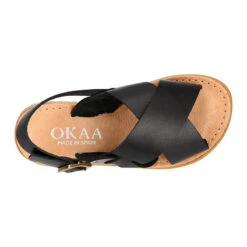 Sandalia Niños Con Tiras Cruzadas En Piel En Color NEGRO. -Okaaspain sandalia ninos diseno tiras cruzadas piel vaquetilla color negro 11