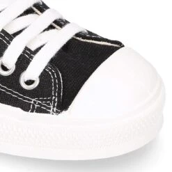Zapatilla Alta Niños CASUAL Con Puntera Y Cordones En Color NEGRO. -Okaaspain zapatilla alta ninos casual puntera cordones lona algodon color negro 6