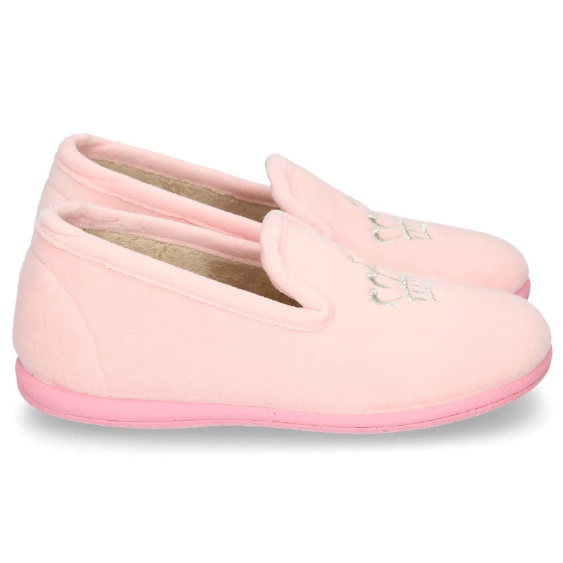 Zapatillas De Casa Niña En Lana Rosa Con Bordado Corona Plata. 13 Zapatillas De Casa Niña En Lana Rosa Con Bordado Corona Plata. - Imagen 11