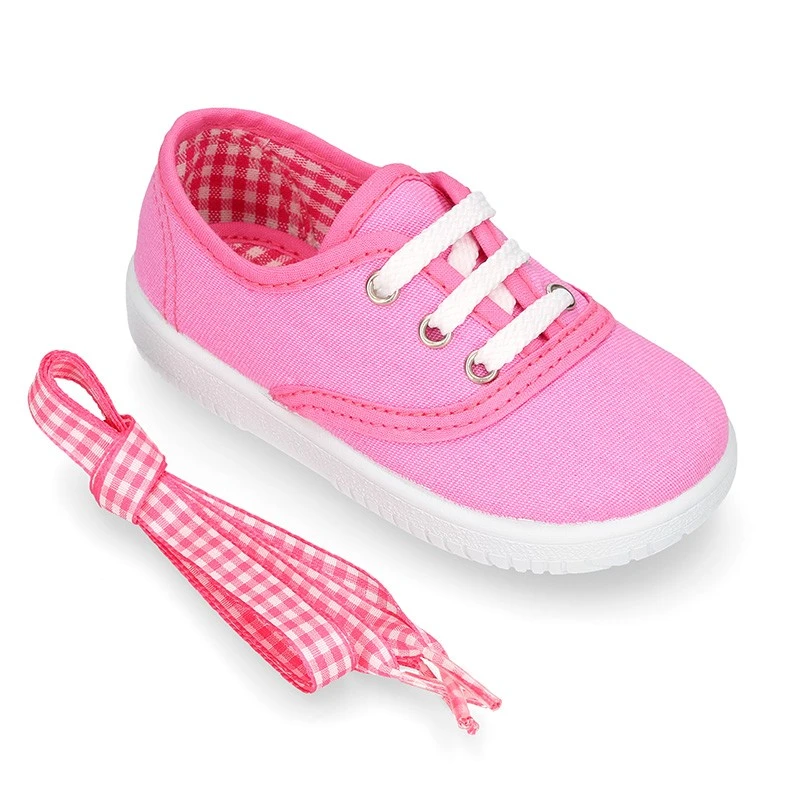 Zapatilla Niños Tipo Bamba En Lona Con Cordones VICHY. 18 Zapatilla Niños Tipo Bamba En Lona Con Cordones VICHY. - Imagen 16