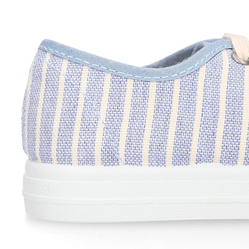 Zapatilla Niños Con Cordones En Lona Algodón Con RAYAS. 14 Zapatilla Niños Con Cordones En Lona Algodón Con RAYAS. - Imagen 12