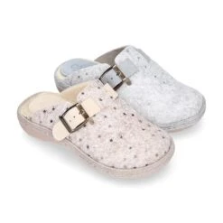 Zapatilla Casa Niñas OKAA ZUECO En Lana Con ESTRELLAS.