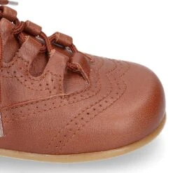 Zapatito Tipo INGLÉS Niños En Piel Napa Suave CUERO. -Okaaspain zapatito ingles cordones piel suave color cuero ninas ninos primeros pasos 11
