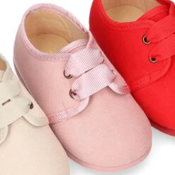 Zapatito Tipo Blucher Niños Con Lazos En Serratex Colores PASTELES. -Okaaspain zapatito tipo blucher nino lazos serratex colores pasteles 15