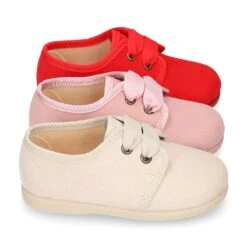 Zapatito Tipo Blucher Niños Con Lazos En Serratex Colores PASTELES. -Okaaspain zapatito tipo blucher nino lazos serratex colores pasteles 16