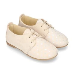 Zapatito Tipo Blucher Primavera Con Cordones En Serraje Con Destellos. -Okaaspain zapatito tipo blucher primavera con cordones en serraje con destellos 5