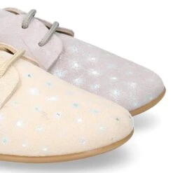 Zapatito Tipo Blucher Primavera Con Cordones En Serraje Con Destellos. -Okaaspain zapatito tipo blucher primavera con cordones en serraje con destellos 6