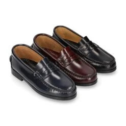 Mocasín Niño Clásico COLEGIAL Con Antifaz En Piel Antik.