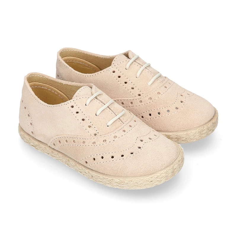 Zapato Niño Tipo Blucher En PIEL SERRAJE Con Cordones Y Suela Alpargata. 9 Zapato Niño Tipo Blucher En PIEL SERRAJE Con Cordones Y Suela Alpargata. - Imagen 7