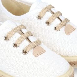 Alpargata Niño Tipo Blucher Con Cordones En LINO BLANCO. -Okaaspain zapato o alpargata tipo blucher con cordones en lona lino blanco 11
